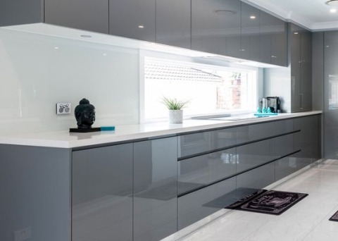 Tủ bếp chữ I phủ Acrylic hãng An Cường